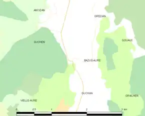Poziția localității Bazus-Aure