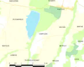 Poziția localității Campuzan