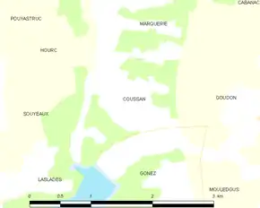 Poziția localității Coussan