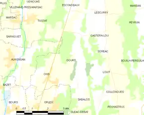 Poziția localității Dours
