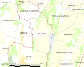 Poziția localității Escaunets