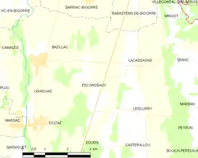 Poziția localității Escondeaux