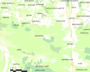 Poziția localității Esparros