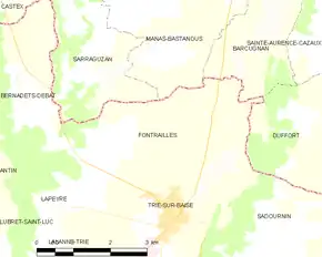 Poziția localității Fontrailles