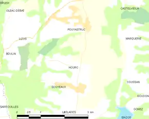 Poziția localității Hourc