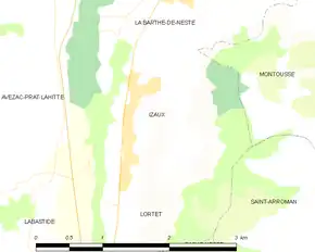 Poziția localității Izaux