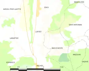 Poziția localității Lortet