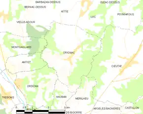 Poziția localității Orignac