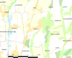 Poziția localității Orleix