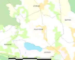 Poziția localității Poueyferré