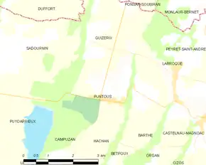 Poziția localității Puntous