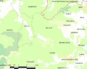 Poziția localității Sacoué