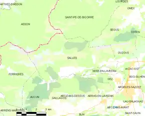 Poziția localității Salles