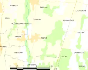 Poziția localității Tostat