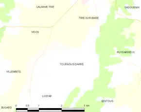 Poziția localității Tournous-Darré