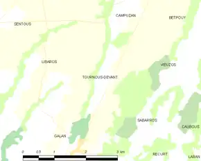 Poziția localității Tournous-Devant
