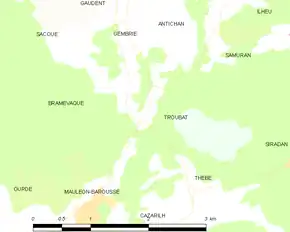 Poziția localității Troubat