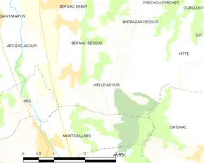 Poziția localității Vielle-Adour