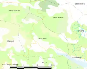 Poziția localității Ansignan