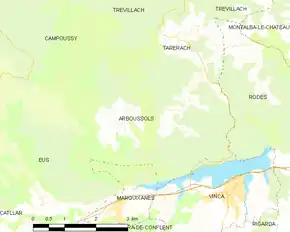 Poziția localității Arboussols