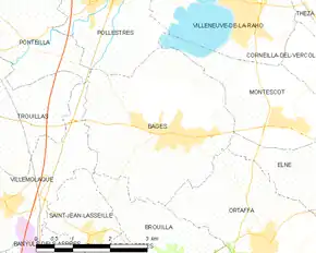 Poziția localității Bages