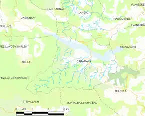Poziția localității Caramany