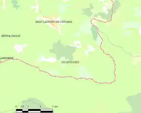 Poziția localității Coustouges