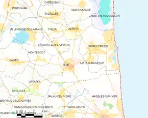 Poziția localității Elne