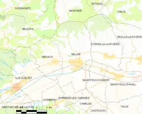 Poziția localității Millas