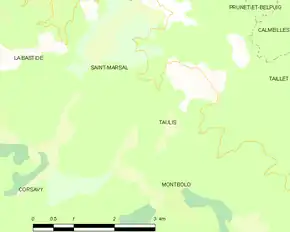 Poziția localității Taulis