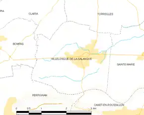 Poziția localității Villelongue-de-la-Salanque
