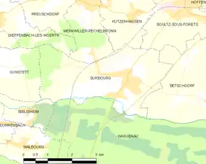 Poziția localității Surbourg