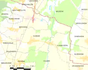 Poziția localității Guémar