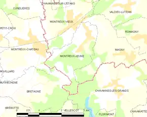 Poziția localității Montreux-Jeune