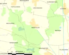 Poziția localității Widensolen