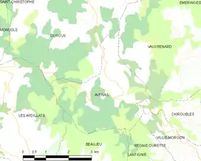 Poziția localității Avenas