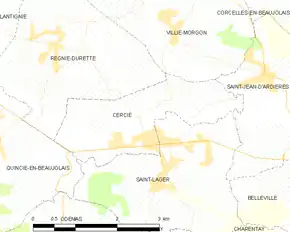 Poziția localității Cercié