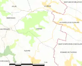 Poziția localității Chénas