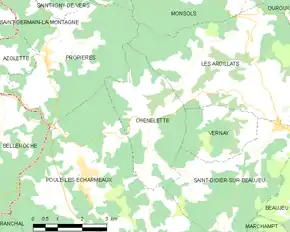 Poziția localității Chénelette