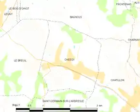 Poziția localității Chessy