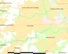 Poziția localității Craponne