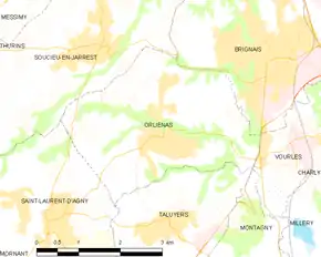 Poziția localității Orliénas