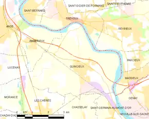 Poziția localității Quincieux