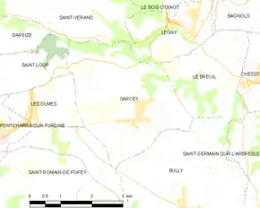 Poziția localității Sarcey