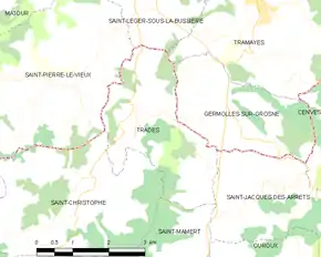Poziția localității Trades