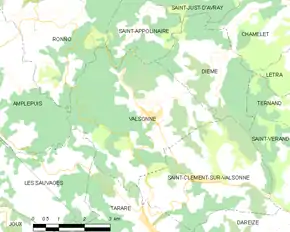 Poziția localității Valsonne