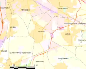 Poziția localității Corbas