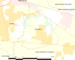 Poziția localității Toussieu