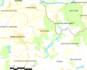 Poziția localității Authumes