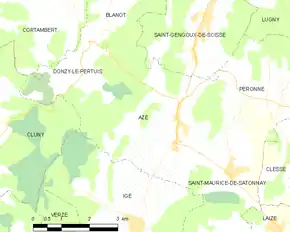 Poziția localității Azé